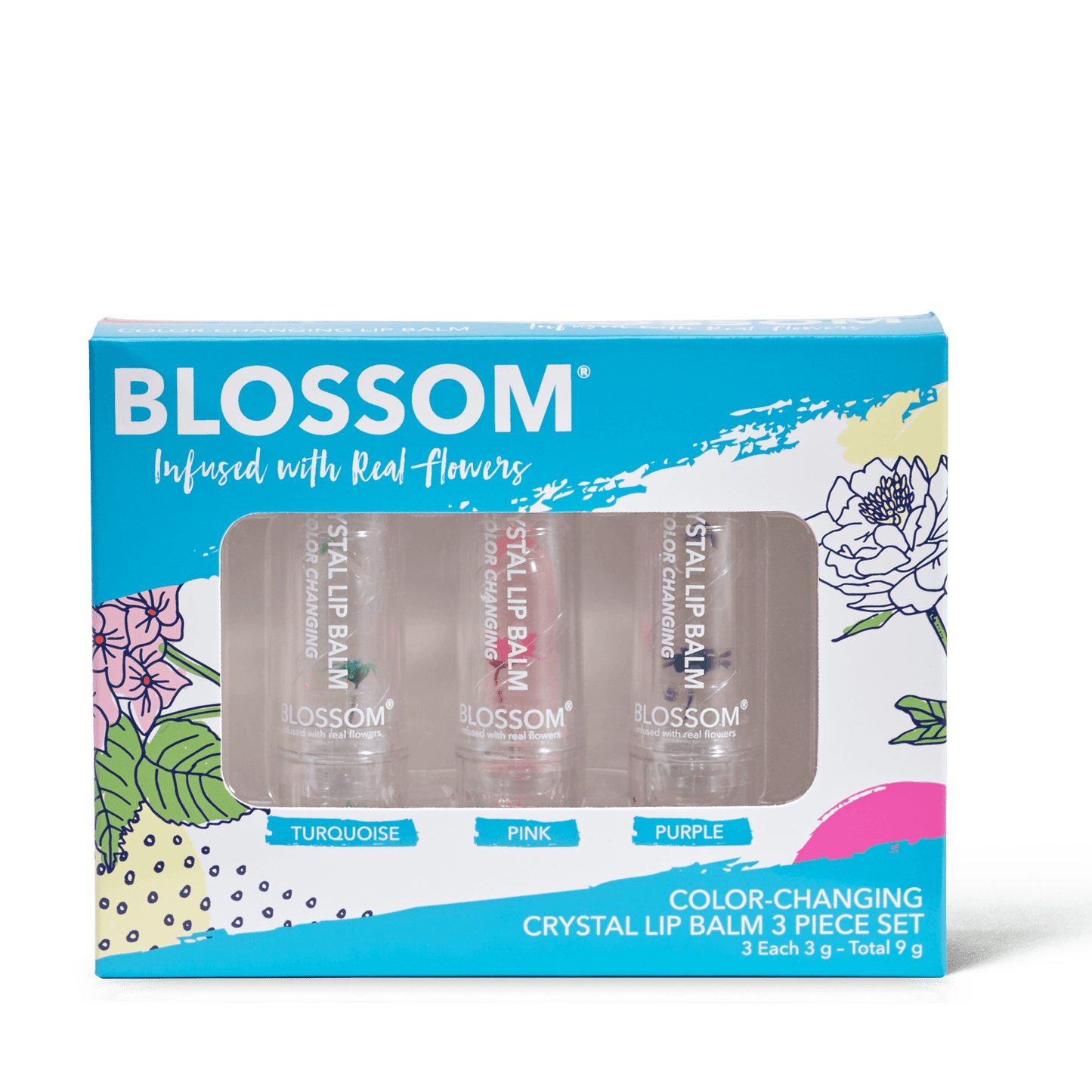 Blossom 3 Piece Set - Color-Changing Crystal Lip Balm - BL-GS2