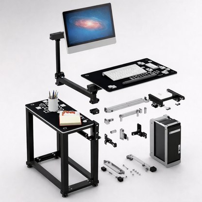 Kinnls WS-66 Mobile Standing Computer Workstation with Adjustable Monitor & Keyboard Tray