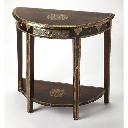 Butler Specialty Company Ranthore Brass Demilune Console Table, Dark Brown  - 2054290