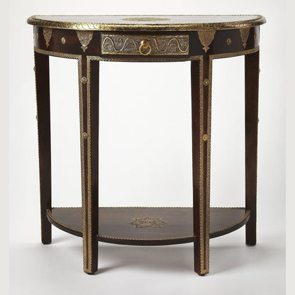 Butler Specialty Company Ranthore Brass Demilune Console Table, Dark Brown  - 2054290