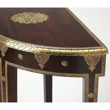 Butler Specialty Company Ranthore Brass Demilune Console Table, Dark Brown  - 2054290