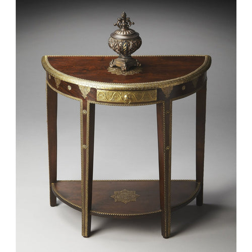 Butler Specialty Company Ranthore Brass Demilune Console Table, Dark Brown  - 2054290