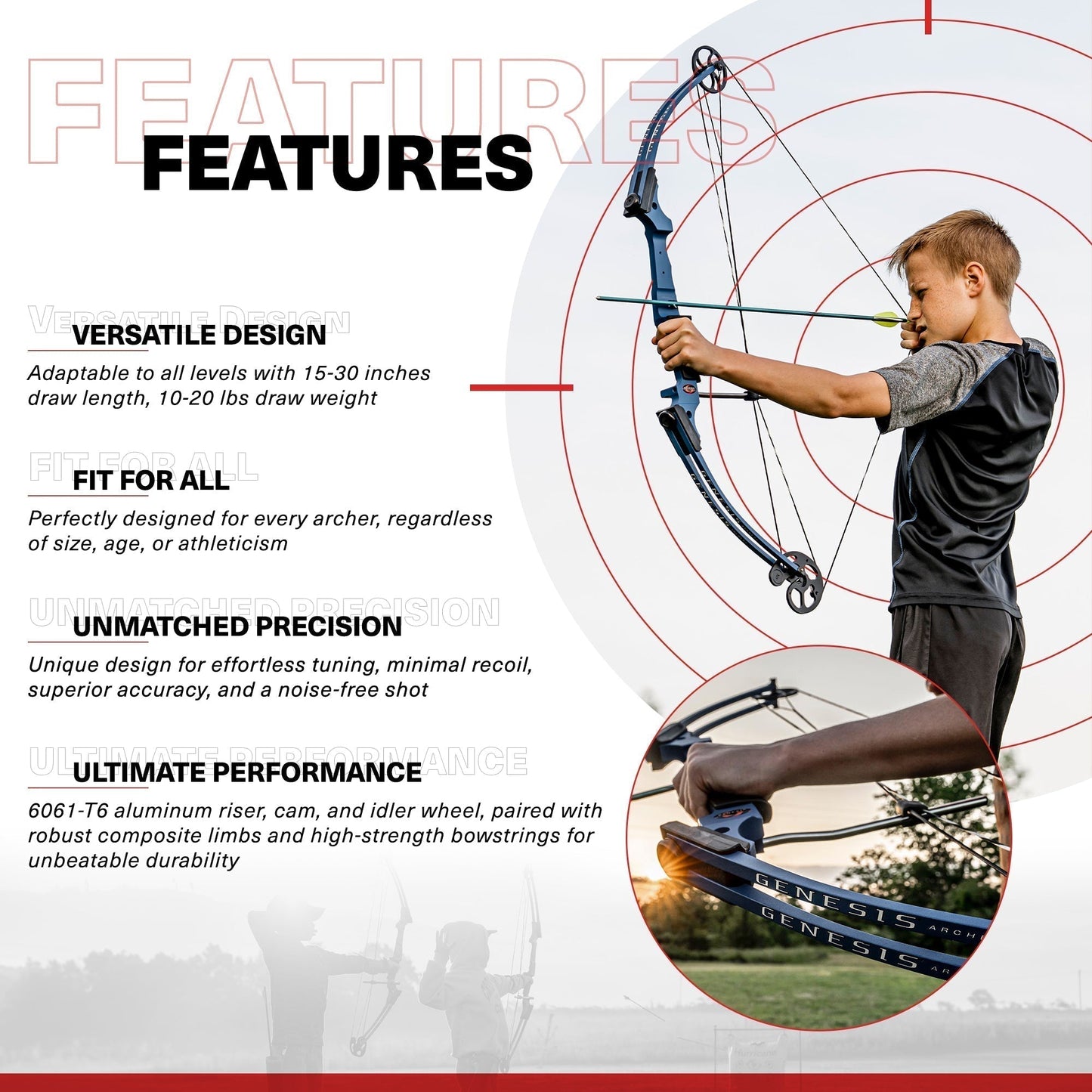 Genesis Archery Original Right Hand Compound Bow Kit w/Arrows & Quiver (3 Pack) - 323584