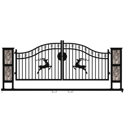 Chery Industrial 20ft Wrought Steel Garden Driveway Gate with Post