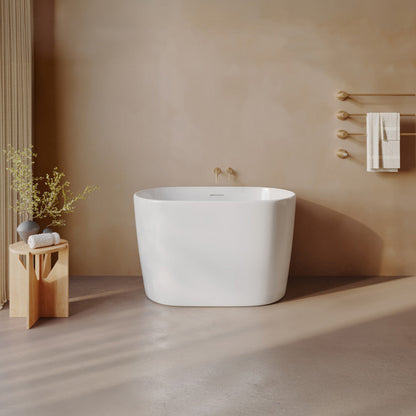 Swiss Madison Claire 43" Japanese Soaking Freestanding Bathtub in Glossy White, Drain Included - SM-FB1901GW