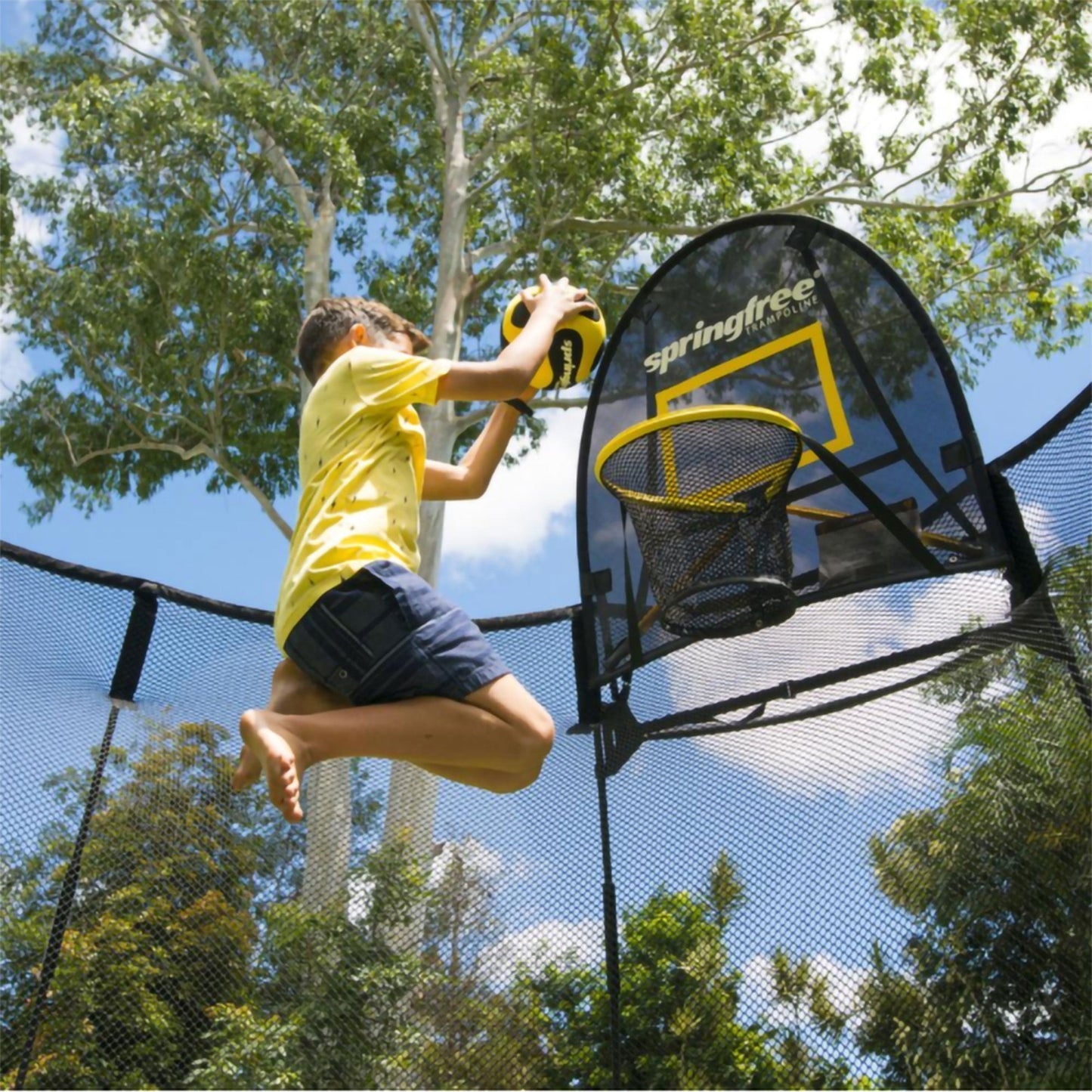 Springfree Trampoline Kids Oval 8 x 13 Ft Trampoline & FlexrHoop Basketball Game - 299726