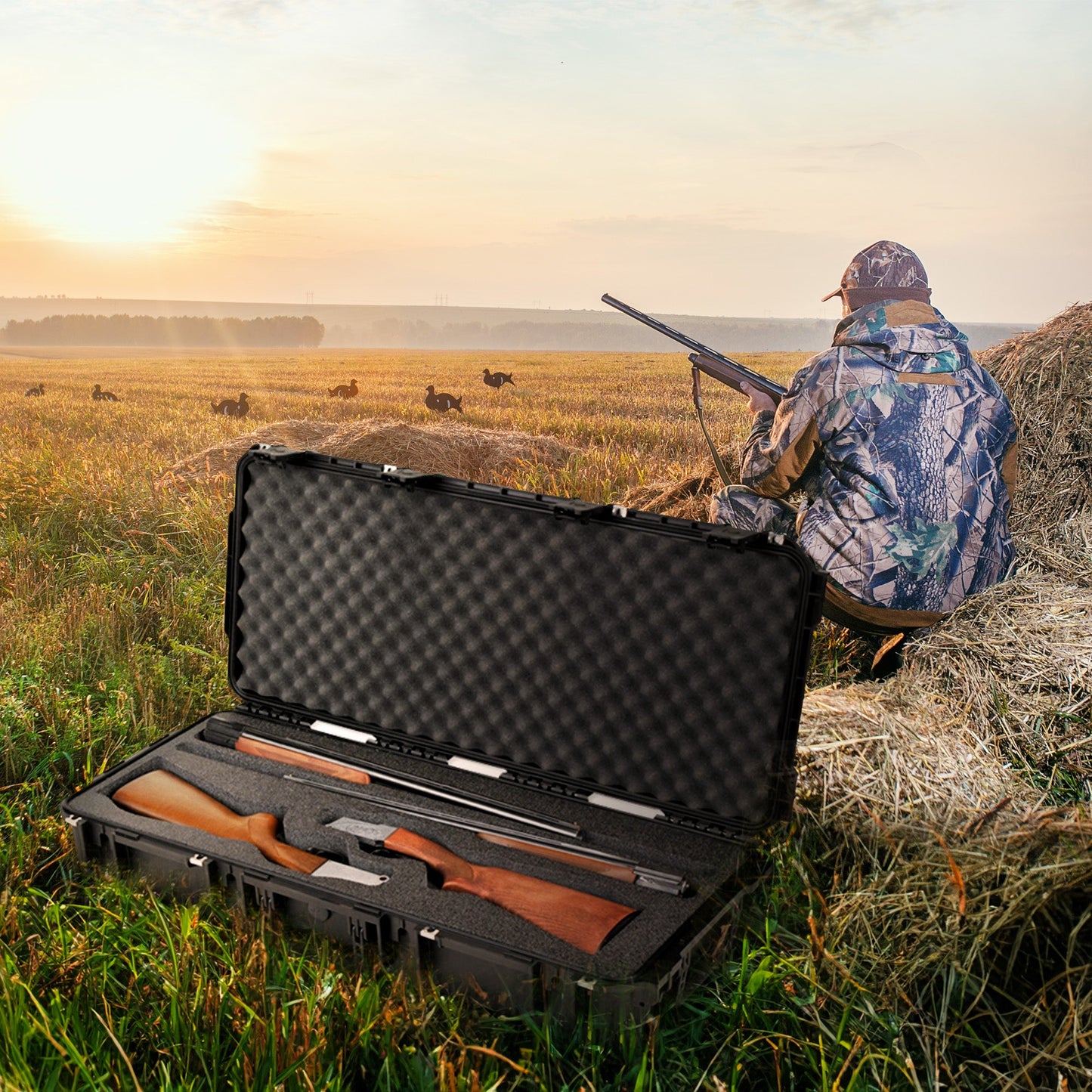 SKB Cases iSeries Hard Exterior Double Custom Breakdown Shotgun Case, Black - 215406