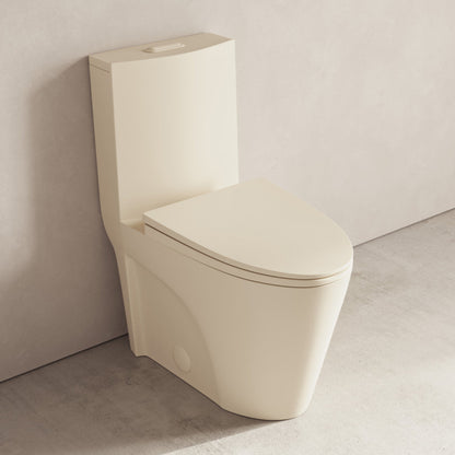 Swiss Madison St. Tropez One-Piece 12" Rough-in 1.1/1.6 GPF Dual Flush Elongated ADA Toilet in Matte Bisque - SM-1T0801BI
