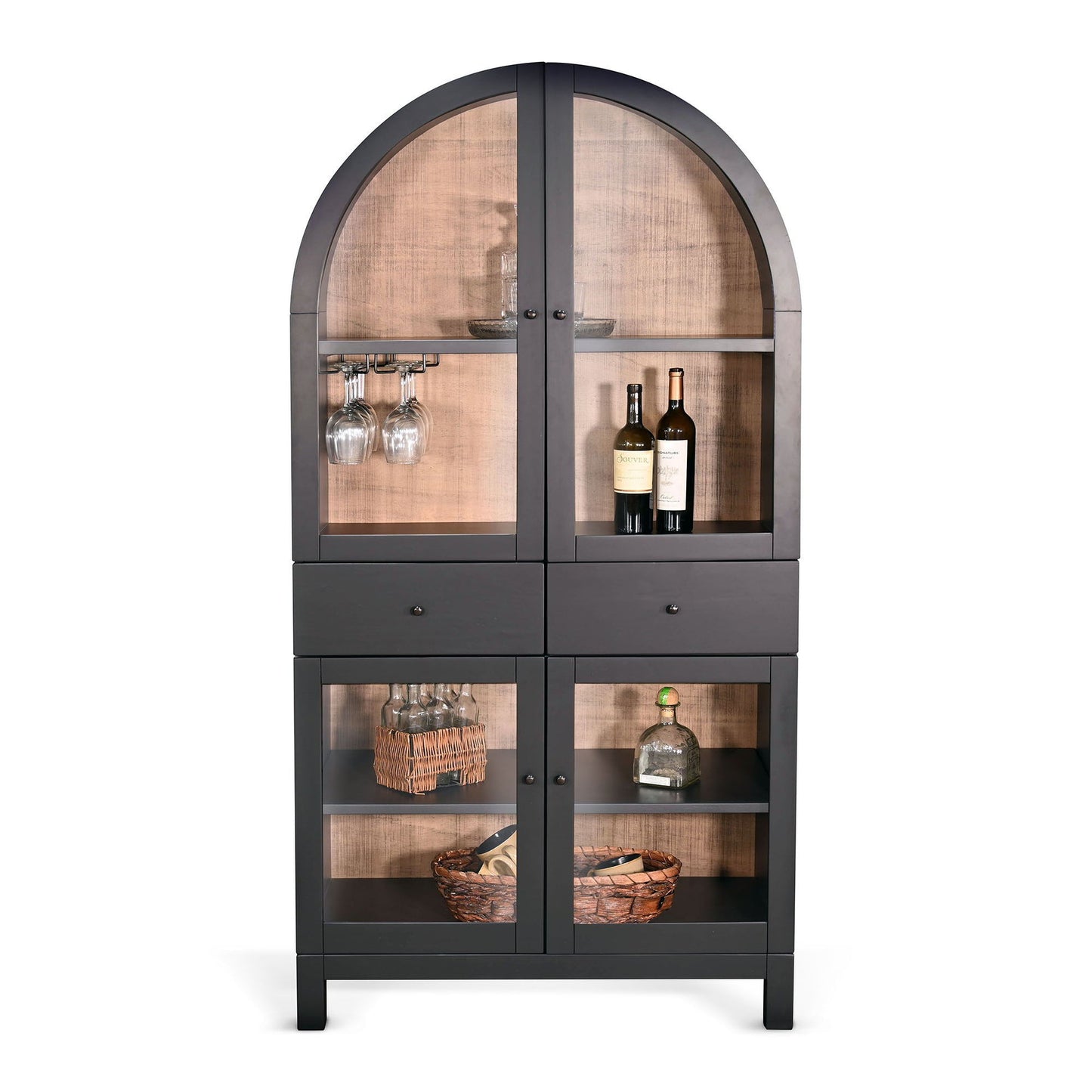 Sunny Designs Arched Wine Bar Cabinet - Black Magic - 2117BL