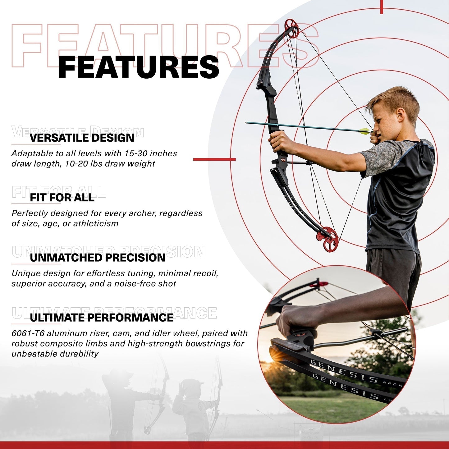 Genesis Archery Original Adjustable Right Handed Compound Bow, Black (5 Pack) - 323580