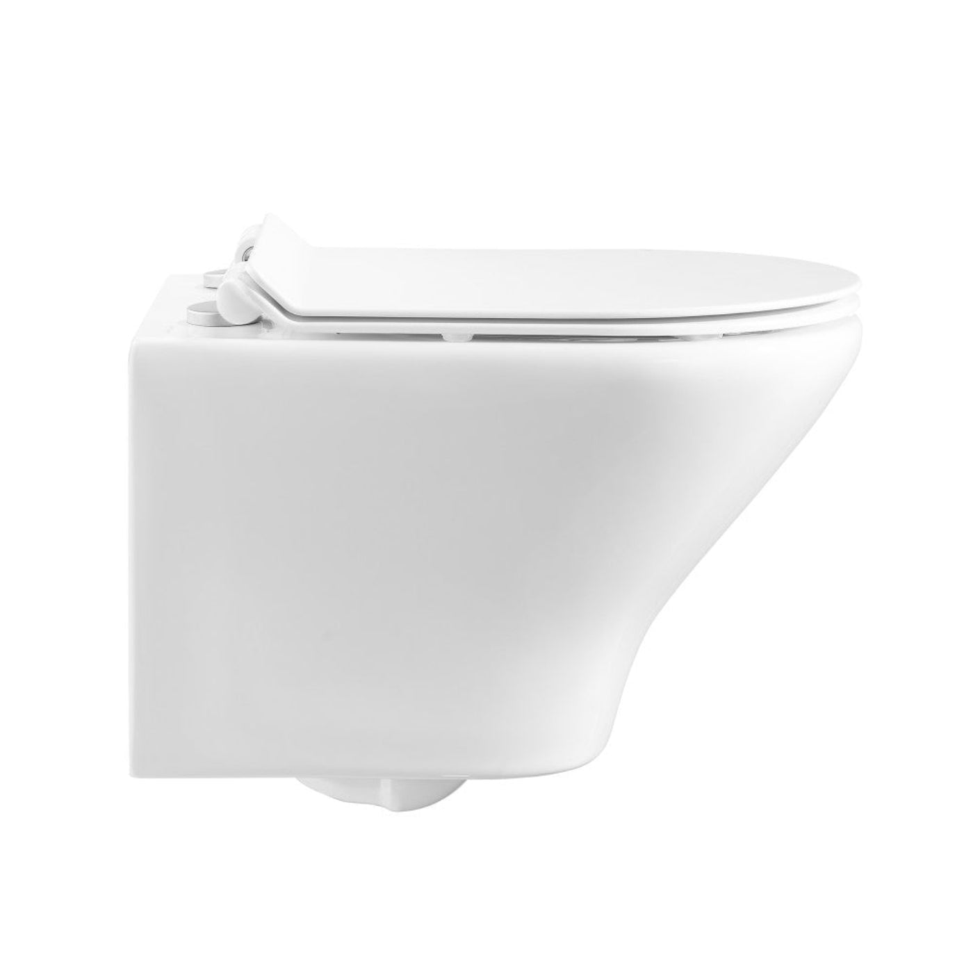 Swiss Madison Monaco Wall-Hung Toilet Bundle 0.8/1.6 GPF Dual Flush in Glossy White with Black Flush Plate - SM-WT1003GW