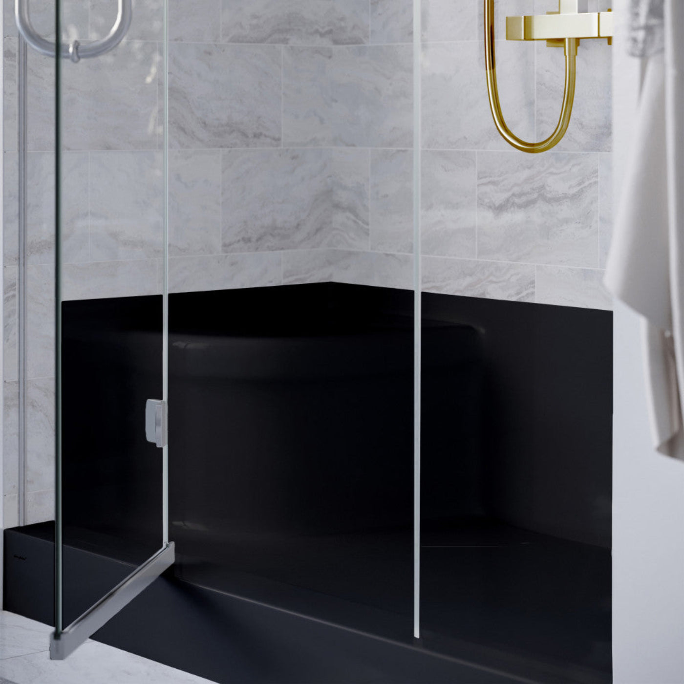 Swiss Madison Aquatique 60" x 32" Right Drain, Shower Base in Matte Black - SM-SB538MB