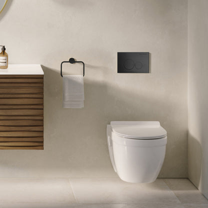 Swiss Madison Ivy Wall-Hung Toilet Bundle 0.8/1.6 GPF Dual Flush in Glossy White with Black Flush Plate - SM-WT0903GW