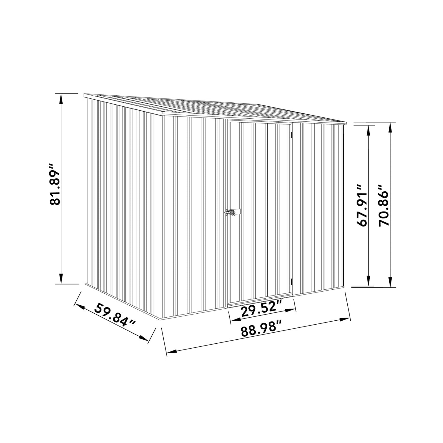 Palram  Absco | 7.5x5x7 ft Single Door Space Saver Metal Garden Shed - Woodland Gray - AB1108