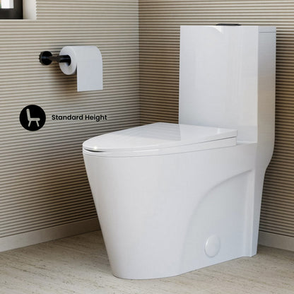 Swiss Madison St. Tropez One Piece Elongated Toilet Dual Vortex Flush, Black Hardware - SM-1T254HB