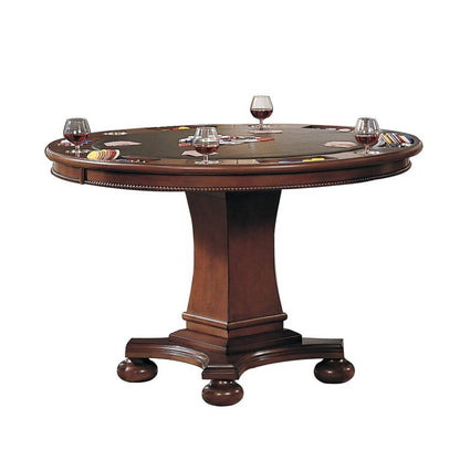 Sunset Trading Bellagio 48" Round Dining and Poker Table | Reversible Game Top | Brown Cherry Wood | Seats 6 -  CR-87148-63-TB