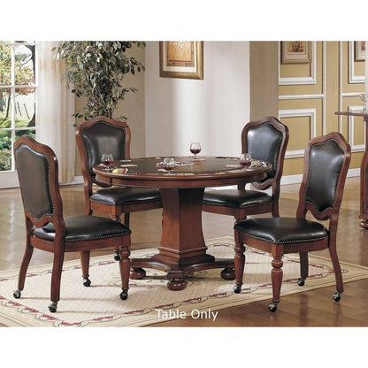 Sunset Trading Bellagio 48" Round Dining and Poker Table | Reversible Game Top | Brown Cherry Wood | Seats 6 -  CR-87148-63-TB