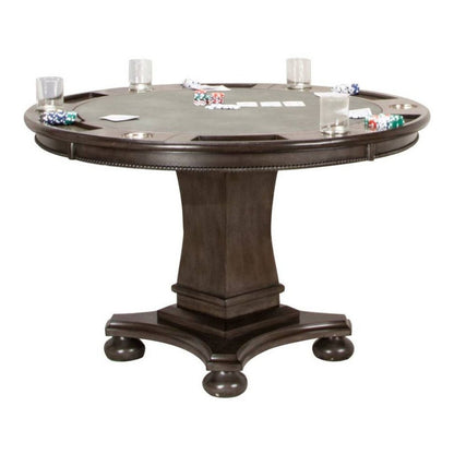 Sunset Trading 48" Round Vegas Dining and Poker Table | Reversible Game Top | Gray Wood - CR-87711-TB
