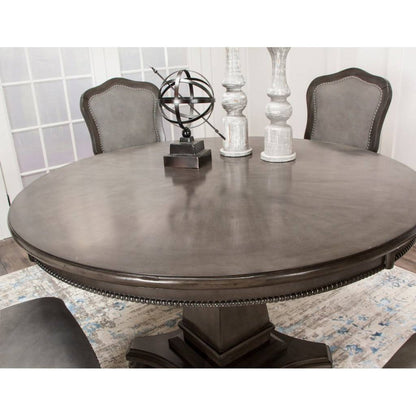 Sunset Trading 48" Round Vegas Dining and Poker Table | Reversible Game Top | Gray Wood - CR-87711-TB