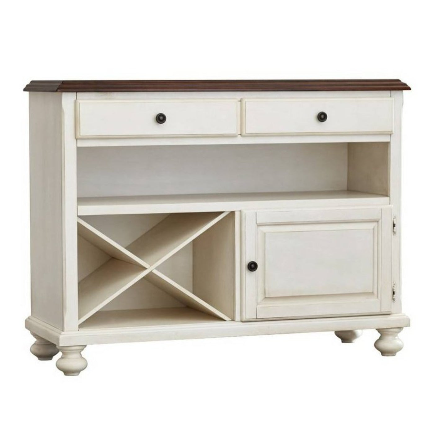 Sunset Trading Andrews Server | Antique White with Chestnut Brown Top -  DLU-ADW-SER-AW -