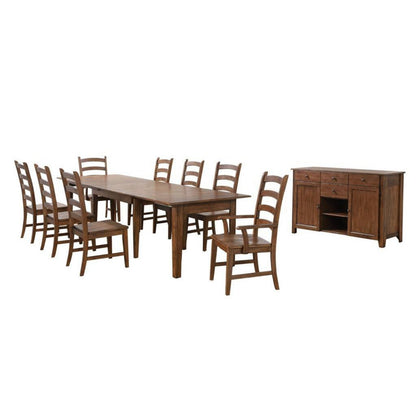 Sunset Trading Simply Brook 10 Piece 134" Rectangular Extendable Table Dining Set | Sideboard | Amish Brown | Seats 12 -  DLU-BR134-AMSB10PC
