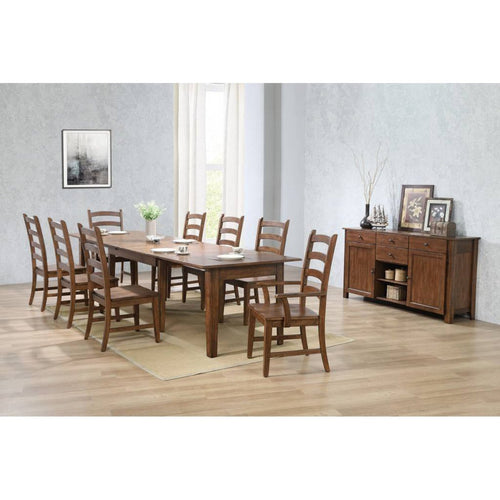 Sunset Trading Simply Brook 10 Piece 134" Rectangular Extendable Table Dining Set | Sideboard | Amish Brown | Seats 12 -  DLU-BR134-AMSB10PC