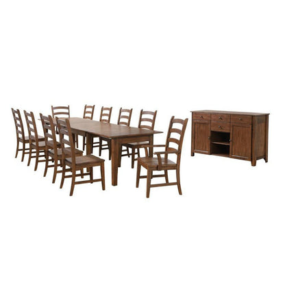 Sunset Trading Simply Brook 12 Piece 134" Rectangular Extendable Table Dining Set | Sideboard| Amish Brown | Seats 12  -  DLU-BR134-AMSB12PC