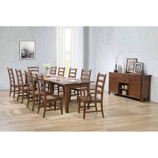 Sunset Trading Simply Brook 12 Piece 134" Rectangular Extendable Table Dining Set | Sideboard| Amish Brown | Seats 12  -  DLU-BR134-AMSB12PC