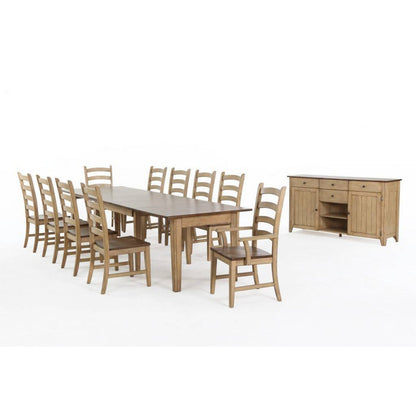 Sunset Trading Brook 12 Piece 134" Rectangular Extendable Dining Set | Sideboard | Seats 12 -  DLU-BR134-PW12PC