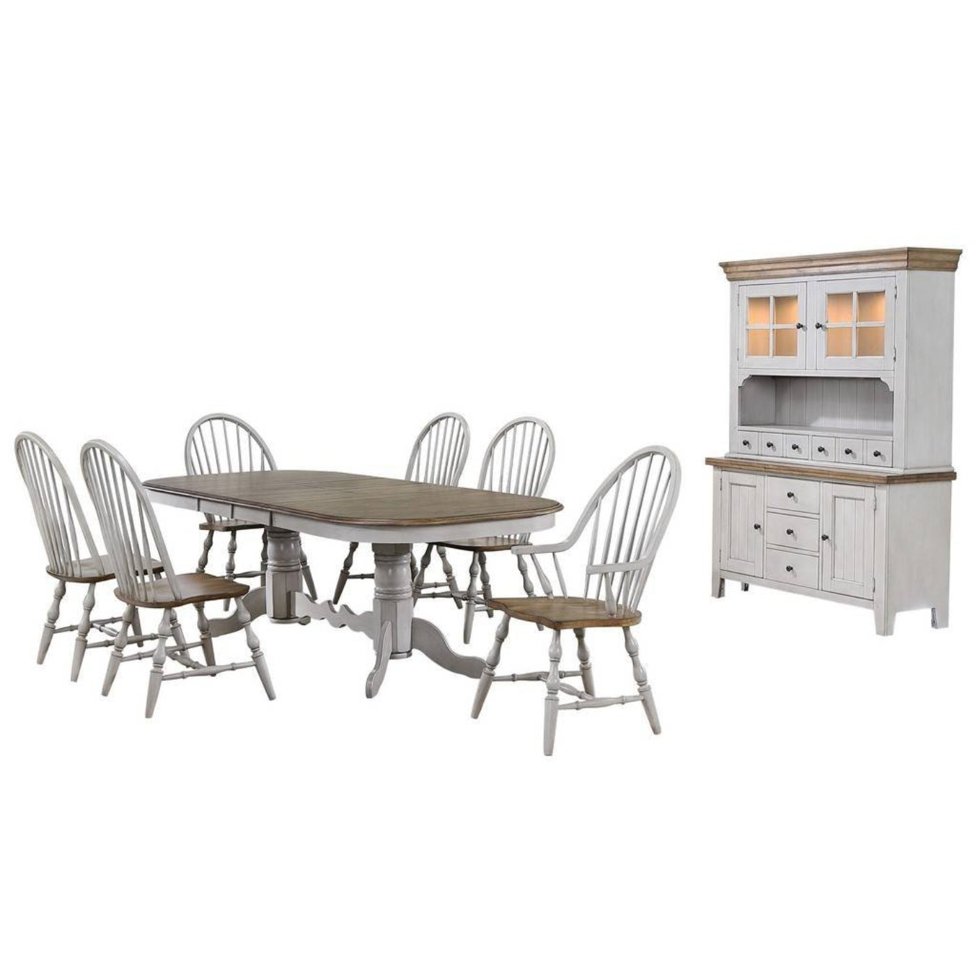 Sunset Trading Country Grove 8 Piece 96" Oval Double Pedestal Extendable Dining Table Set - DLU-CG4296-124SGOBH8