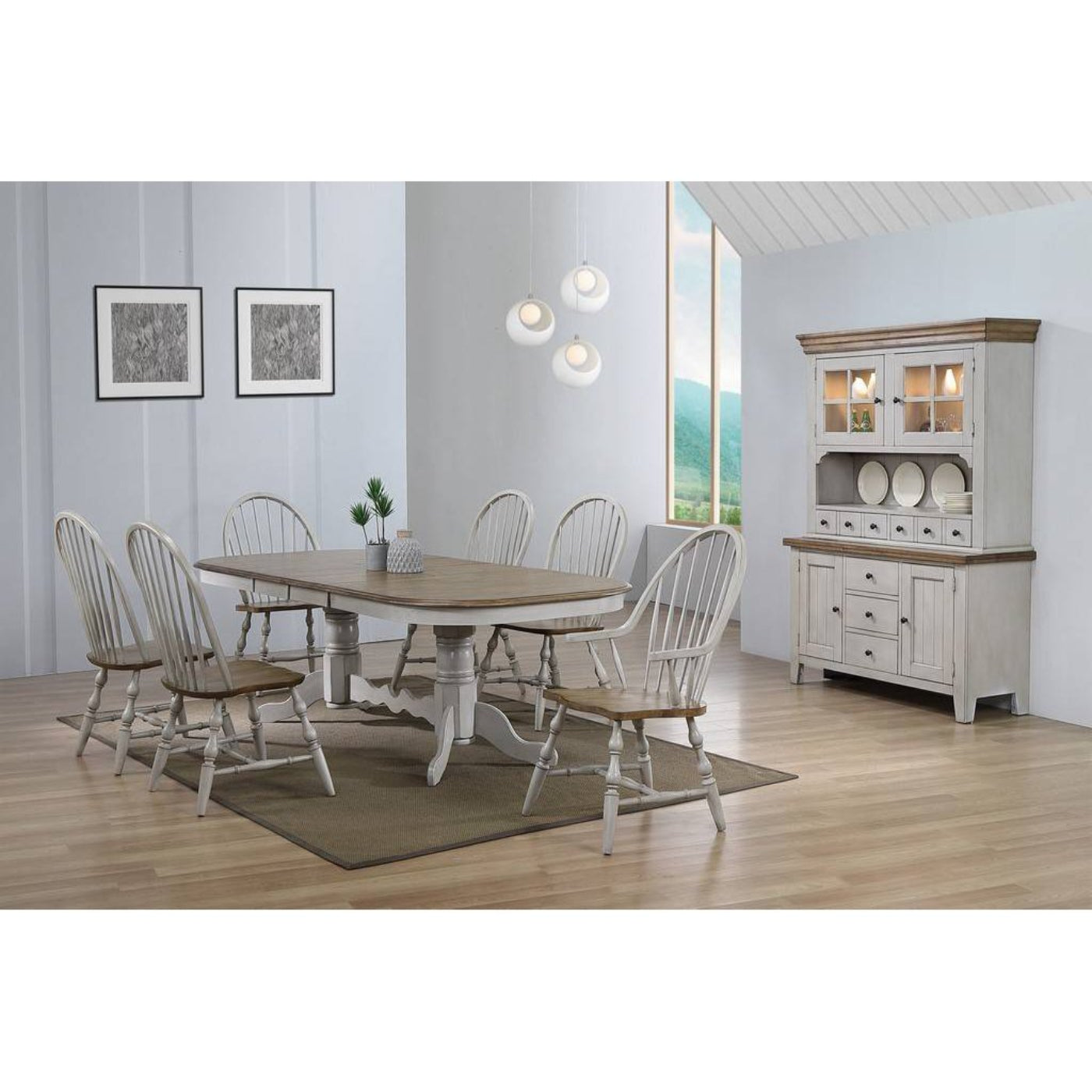 Sunset Trading Country Grove 8 Piece 96" Oval Double Pedestal Extendable Dining Table Set - DLU-CG4296-124SGOBH8