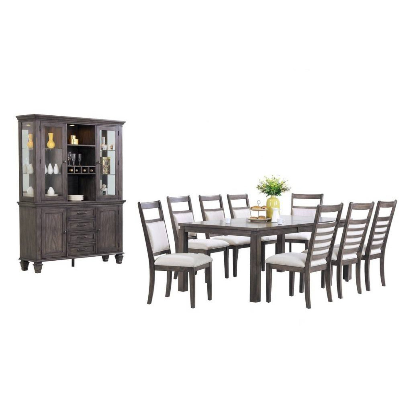 Sunset Trading Shades of Gray 11 Piece 82" Rectangular Extendable Dining Set - DLU-EL9282-C90-BH11PC
