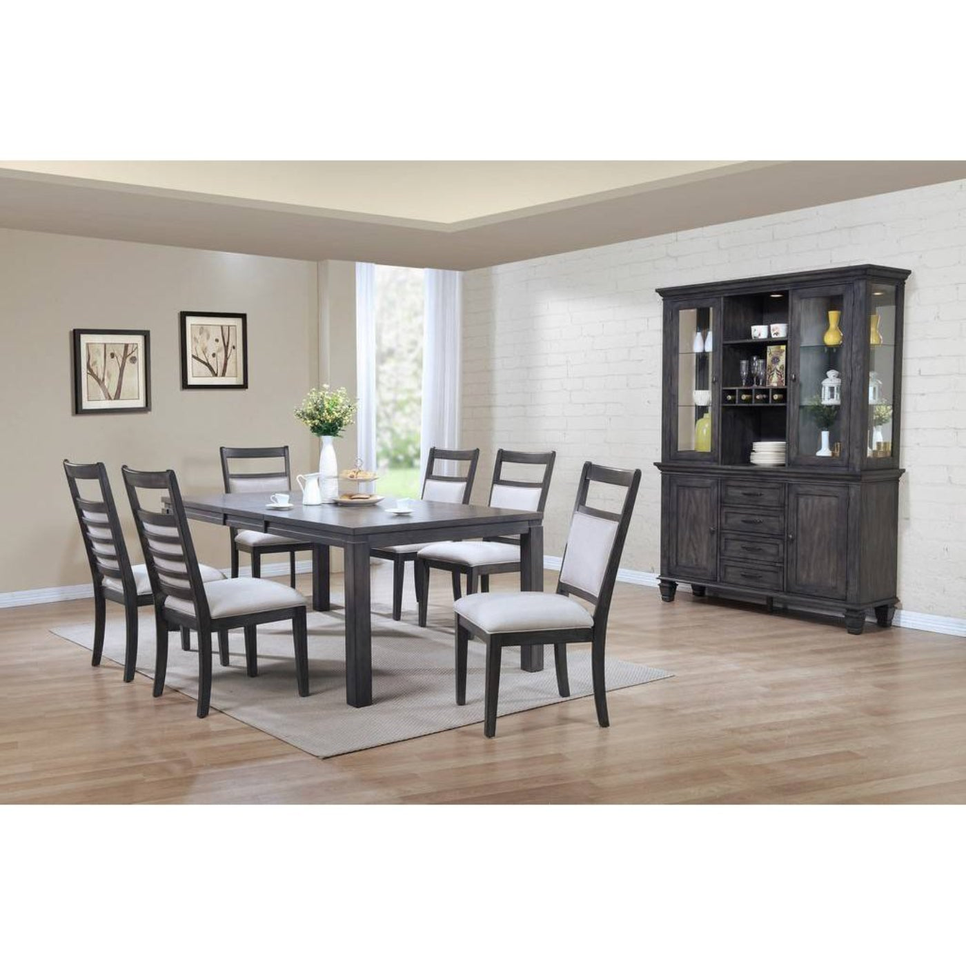 Sunset Trading Shades of Gray 9 Piece 82" Rectangular Extendable Dining Set - DLU-EL9282-C90-BH9PC