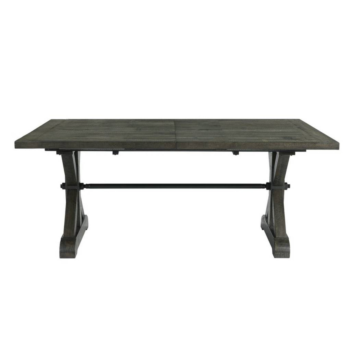 Sunset Trading Trestle 96" Rectangular Extension Pedestal Dining Table | Distressed Gray Wood -  ED-SK100