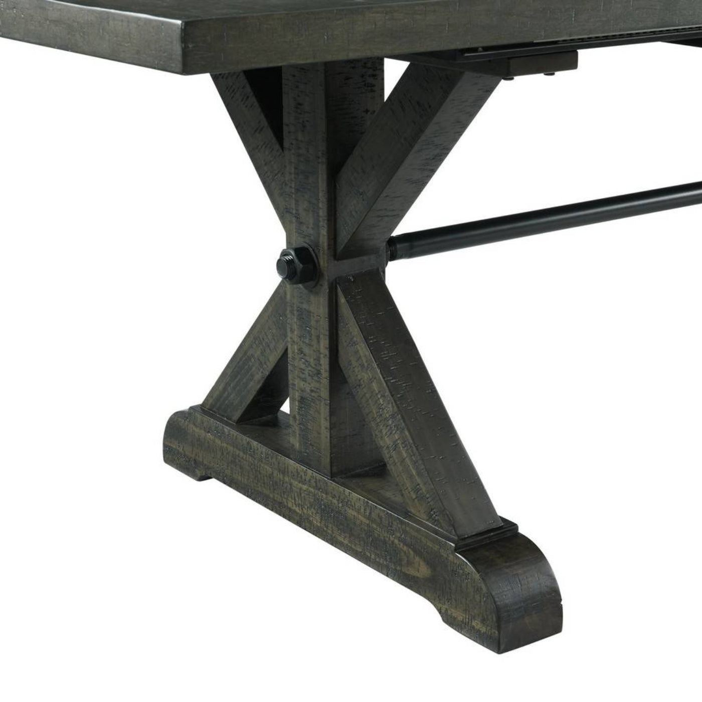Sunset Trading Trestle 96" Rectangular Extension Pedestal Dining Table | Distressed Gray Wood -  ED-SK100