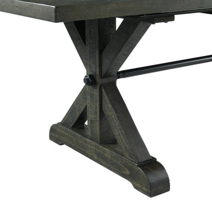 Sunset Trading Trestle 96" Rectangular Extension Pedestal Dining Table | Distressed Gray Wood -  ED-SK100