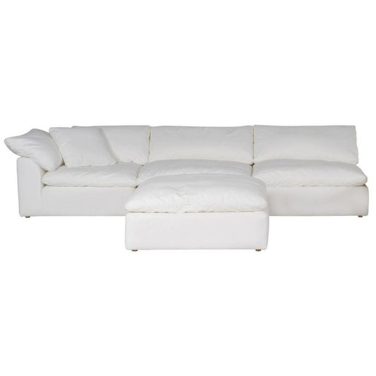 Sunset Trading Cloud Puff 4 Piece 132" Wide Slipcovered Modular Sectional Sofa with Ottoman - SU-1458-81-1C-2A-1O
