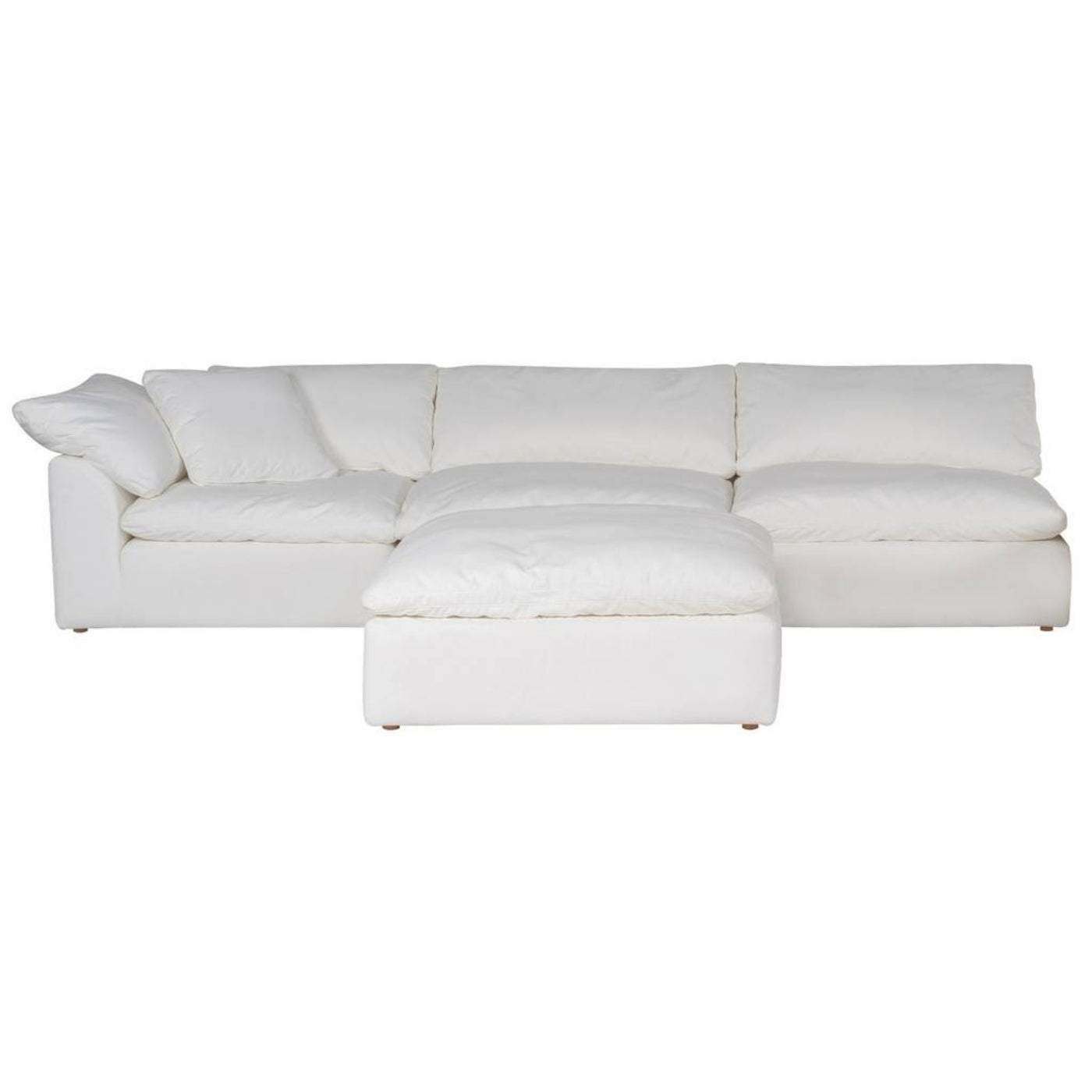 Sunset Trading Cloud Puff 4 Piece 132" Wide Slipcovered Modular Sectional Sofa with Ottoman - SU-1458-81-1C-2A-1O