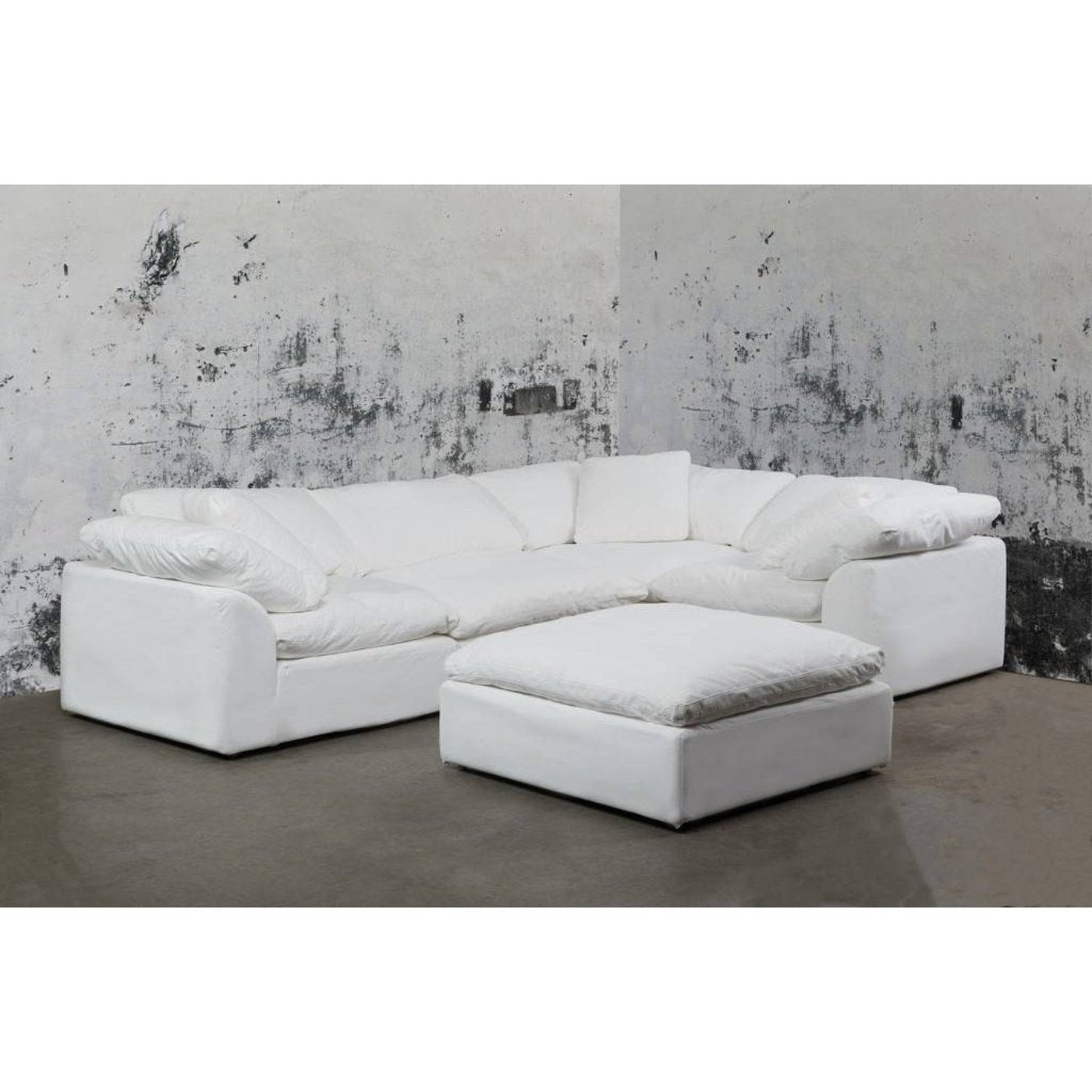 Sunset Trading Cloud Puff 3 Piece 88" Wide Slipcovered Modular Sectional Small L Shaped Sofa - SU-1458-81-3C