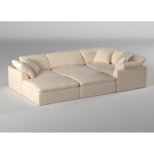 Sunset Trading Cloud Puff 3 Piece 88" Wide Slipcovered Modular Sectional Small L Shaped Sofa - SU-1458-84-3C