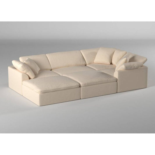 Sunset Trading Cloud Puff 3 Piece 88" Wide Slipcovered Modular Sectional Small L Shaped Sofa - SU-1458-84-3C