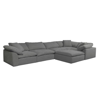 Sunset Trading Cloud Puff 4 Piece 132" Wide Slipcovered Modular Sectional Sofa with Ottoman - SU-1458-94-1C-2A-1O