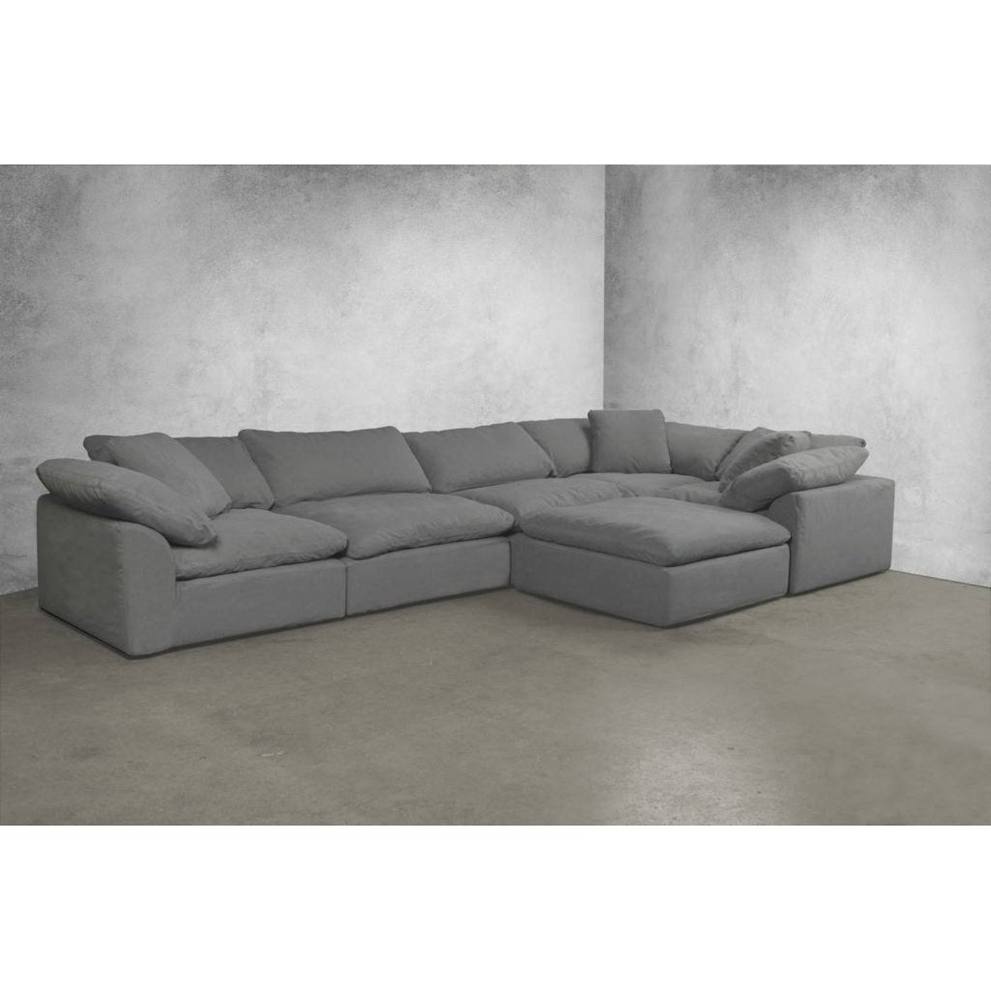 Sunset Trading Cloud Puff 4 Piece 132" Wide Slipcovered Modular Sectional Sofa with Ottoman - SU-1458-94-1C-2A-1O