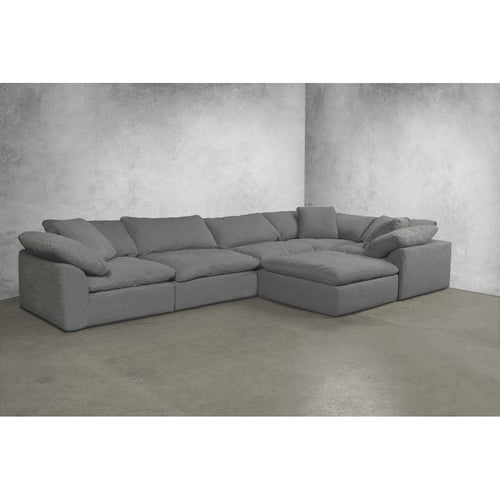 Sunset Trading Cloud Puff 4 Piece 132" Wide Slipcovered Modular Sectional Sofa with Ottoman - SU-1458-94-1C-2A-1O