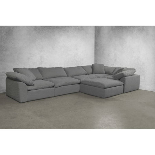 Sunset Trading Cloud Puff 4 Piece 132" Wide Slipcovered Modular Sectional Sofa with Ottoman - SU-1458-94-1C-2A-1O