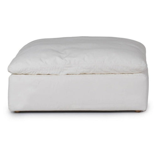 Sunset Trading Cloud Puff Slipcovered 44" Square Sectional Modular Ottoman | Stain Resistant Performance Fabric | White - SU-145830-391081