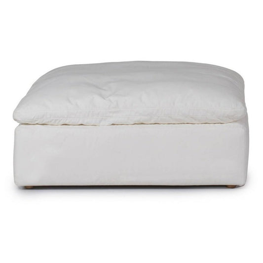Sunset Trading Cloud Puff Slipcovered 44" Square Sectional Modular Ottoman | Stain Resistant Performance Fabric | White - SU-145830-391081