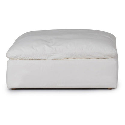 Sunset Trading Cloud Puff Slipcovered 44" Square Sectional Modular Ottoman | Stain Resistant Performance Fabric | White - SU-145830-391081