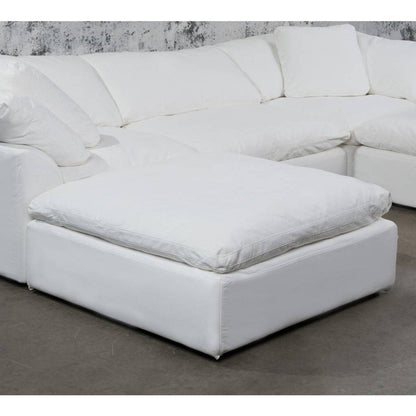 Sunset Trading Cloud Puff Slipcovered 44" Square Sectional Modular Ottoman | Stain Resistant Performance Fabric | White - SU-145830-391081