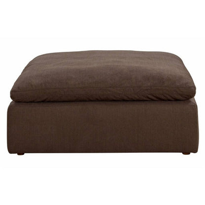 Sunset Trading Cloud Puff Slipcovered 44" Square Sectional Modular Ottoman | Stain Resistant Performance Fabric | Brown  -  SU-145830-391088